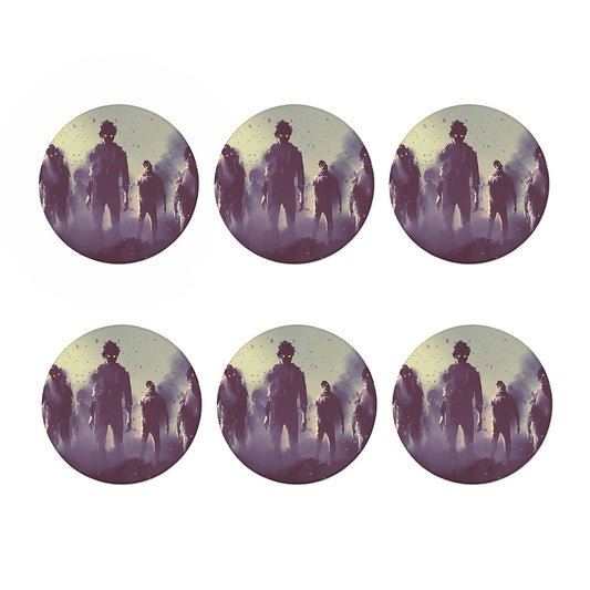 Halloween Zombie Crowd Print Coaster Set