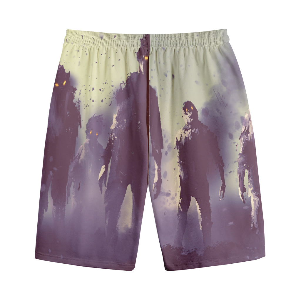 Halloween Zombie Crowd Print Cotton Shorts