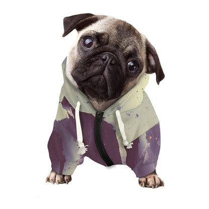 Halloween Zombie Crowd Print Dog Zip Up Hoodie