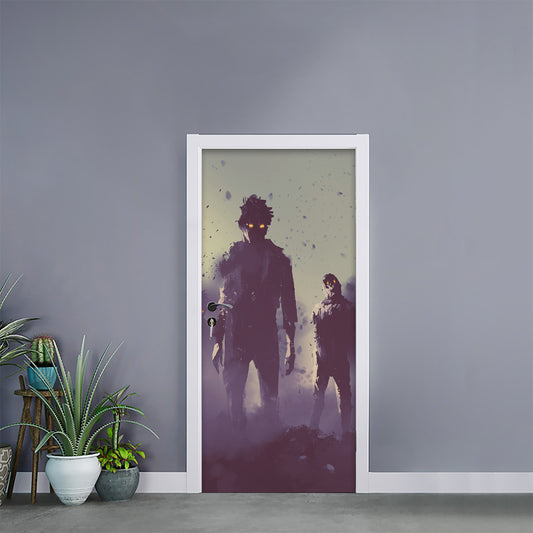 Halloween Zombie Crowd Print Door Sticker