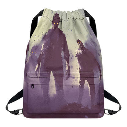Halloween Zombie Crowd Print Drawstring Backpack