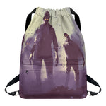 Halloween Zombie Crowd Print Drawstring Backpack