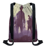 Halloween Zombie Crowd Print Drawstring Backpack