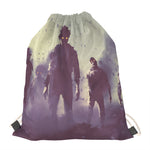 Halloween Zombie Crowd Print Drawstring Bag