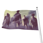 Halloween Zombie Crowd Print Flag