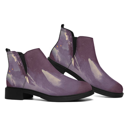 Halloween Zombie Crowd Print Flat Ankle Boots