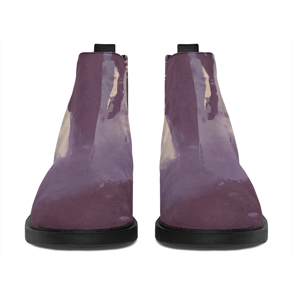 Halloween Zombie Crowd Print Flat Ankle Boots