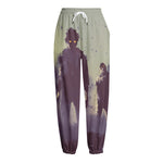 Halloween Zombie Crowd Print Fleece Lined Knit Pants