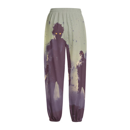 Halloween Zombie Crowd Print Fleece Lined Knit Pants