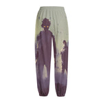 Halloween Zombie Crowd Print Fleece Lined Knit Pants