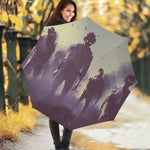 Halloween Zombie Crowd Print Foldable Umbrella