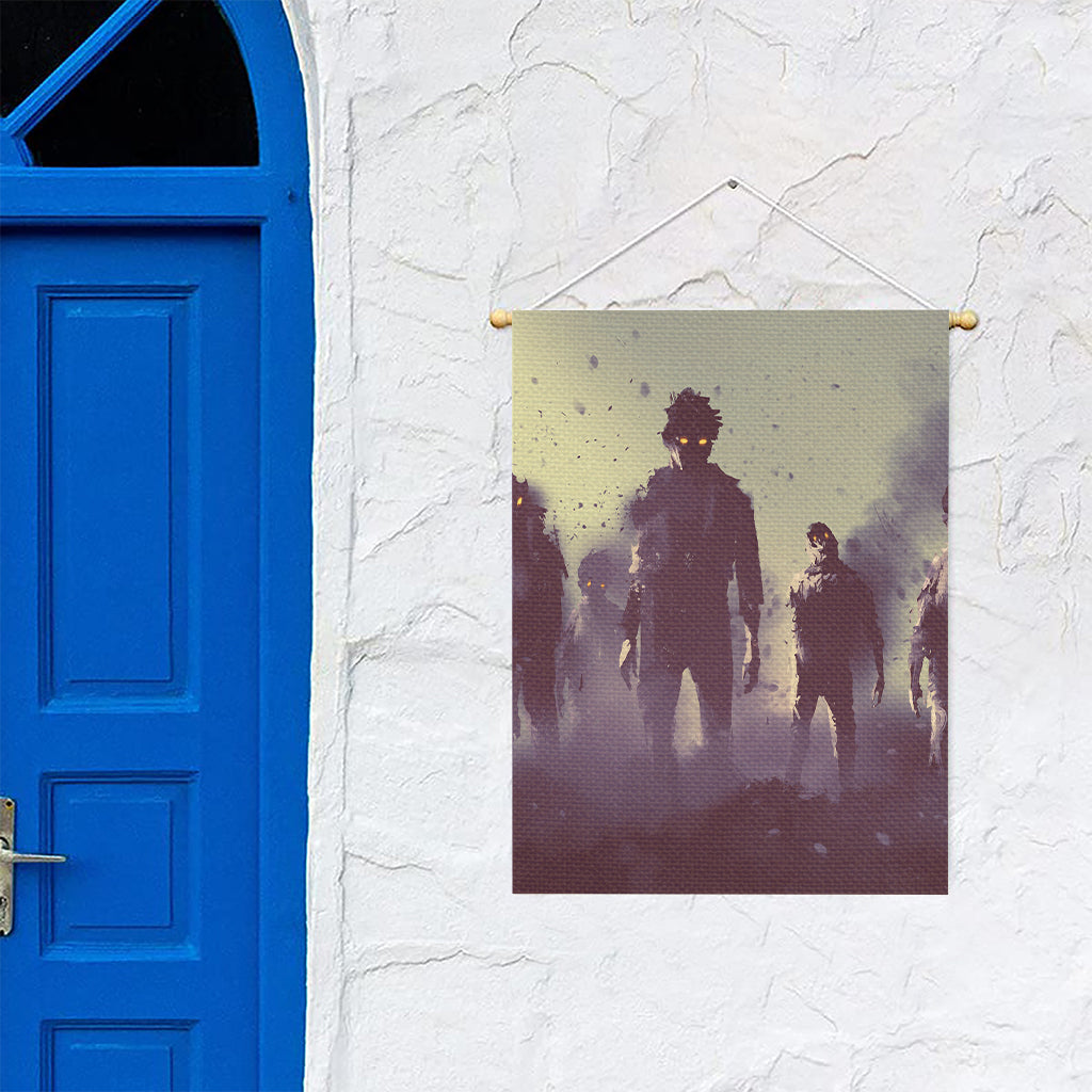 Halloween Zombie Crowd Print Garden Flag