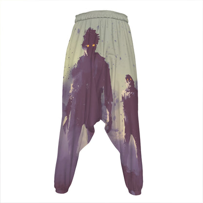 Halloween Zombie Crowd Print Hammer Pants