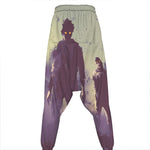Halloween Zombie Crowd Print Hammer Pants