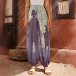 Halloween Zombie Crowd Print Harem Pants