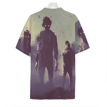 Halloween Zombie Crowd Print Hawaiian Shirt