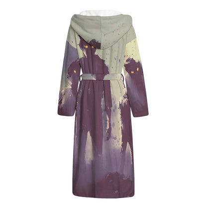 Halloween Zombie Crowd Print Hooded Bathrobe