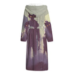 Halloween Zombie Crowd Print Hooded Bathrobe