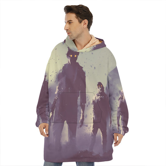 Halloween Zombie Crowd Print Hoodie Blanket