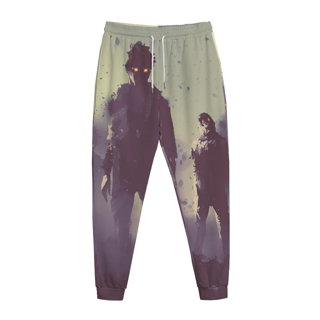 Halloween Zombie Crowd Print Jogger Pants