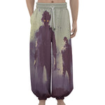 Halloween Zombie Crowd Print Lantern Pants
