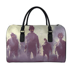 Halloween Zombie Crowd Print Leather Duffle Bag