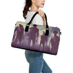 Halloween Zombie Crowd Print Leather Duffle Bag