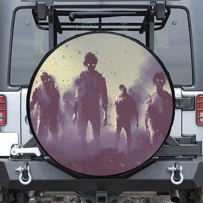 Halloween Zombie Crowd Print Leather Spare Tire Cover