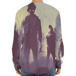 Halloween Zombie Crowd Print Long Sleeve Baseball Jersey