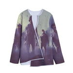 Halloween Zombie Crowd Print Long Sleeve Short Coat