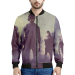Halloween Zombie Crowd Print Men's Bomber Jacket