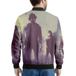Halloween Zombie Crowd Print Men's Bomber Jacket