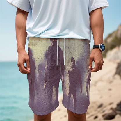 Halloween Zombie Crowd Print Men's Cargo Shorts