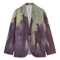 Halloween Zombie Crowd Print Men's Cotton Blazer