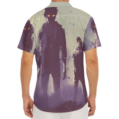 Halloween Zombie Crowd Print Men's Deep V-Neck Shirt