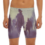 Halloween Zombie Crowd Print Men's Long Boxer Briefs