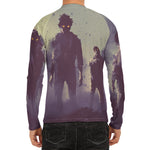 Halloween Zombie Crowd Print Men's Long Sleeve Rash Guard