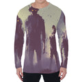 Halloween Zombie Crowd Print Men's Long Sleeve T-Shirt