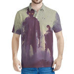 Halloween Zombie Crowd Print Men's Polo Shirt
