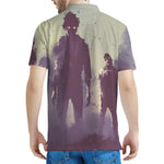 Halloween Zombie Crowd Print Men's Polo Shirt