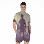 Halloween Zombie Crowd Print Men's Rompers