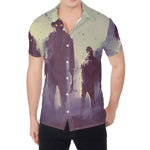 Halloween Zombie Crowd Print Men's Shirt