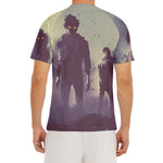 Halloween Zombie Crowd Print Men's Short Sleeve Rash Guard