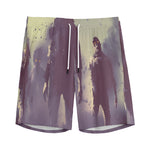 Halloween Zombie Crowd Print Men's Sports Shorts