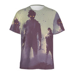 Halloween Zombie Crowd Print Men's Sports T-Shirt