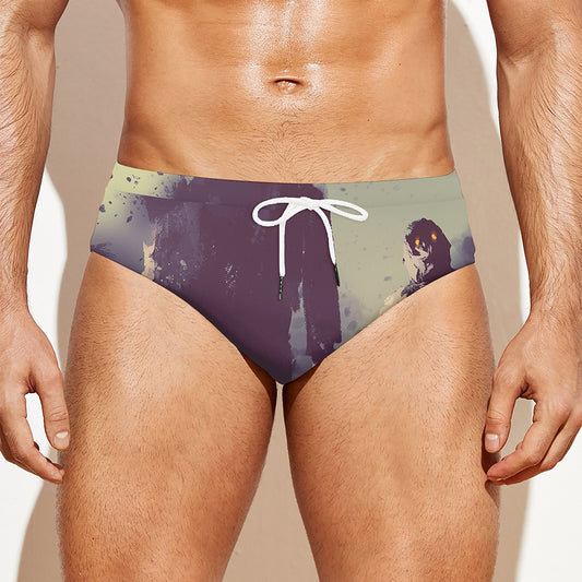 Halloween Zombie Crowd Print Men's Swim Briefs