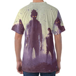 Halloween Zombie Crowd Print Men's Velvet T-Shirt