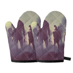 Halloween Zombie Crowd Print Oven Mitts