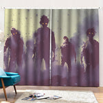 Halloween Zombie Crowd Print Pencil Pleat Curtains