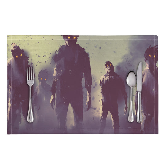 Halloween Zombie Crowd Print Placemat
